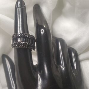 Vintage 925 Sterling And Black Zirconia Ring Zs 6